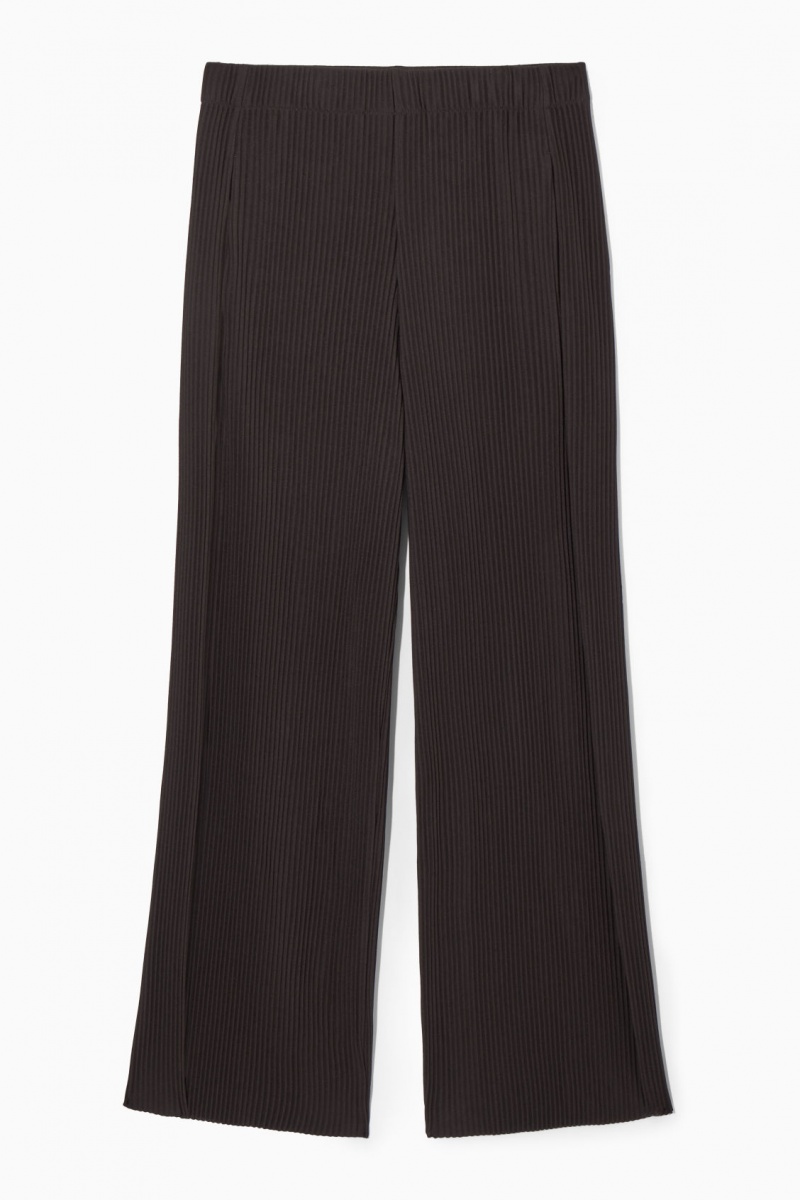 Women's COS Pleated Wide-Leg Trousers Dark Brown NZ-94EZMYSCD