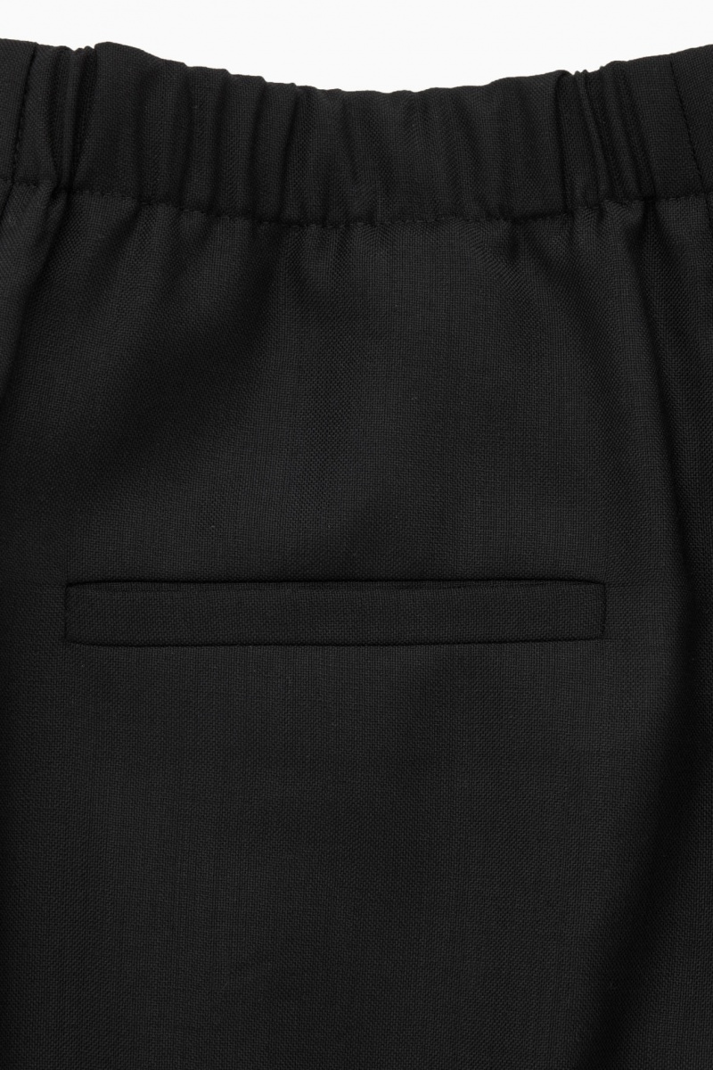 Women's COS Pleated Wide-Leg Wool Trousers Black NZ-85OPEXLCZ