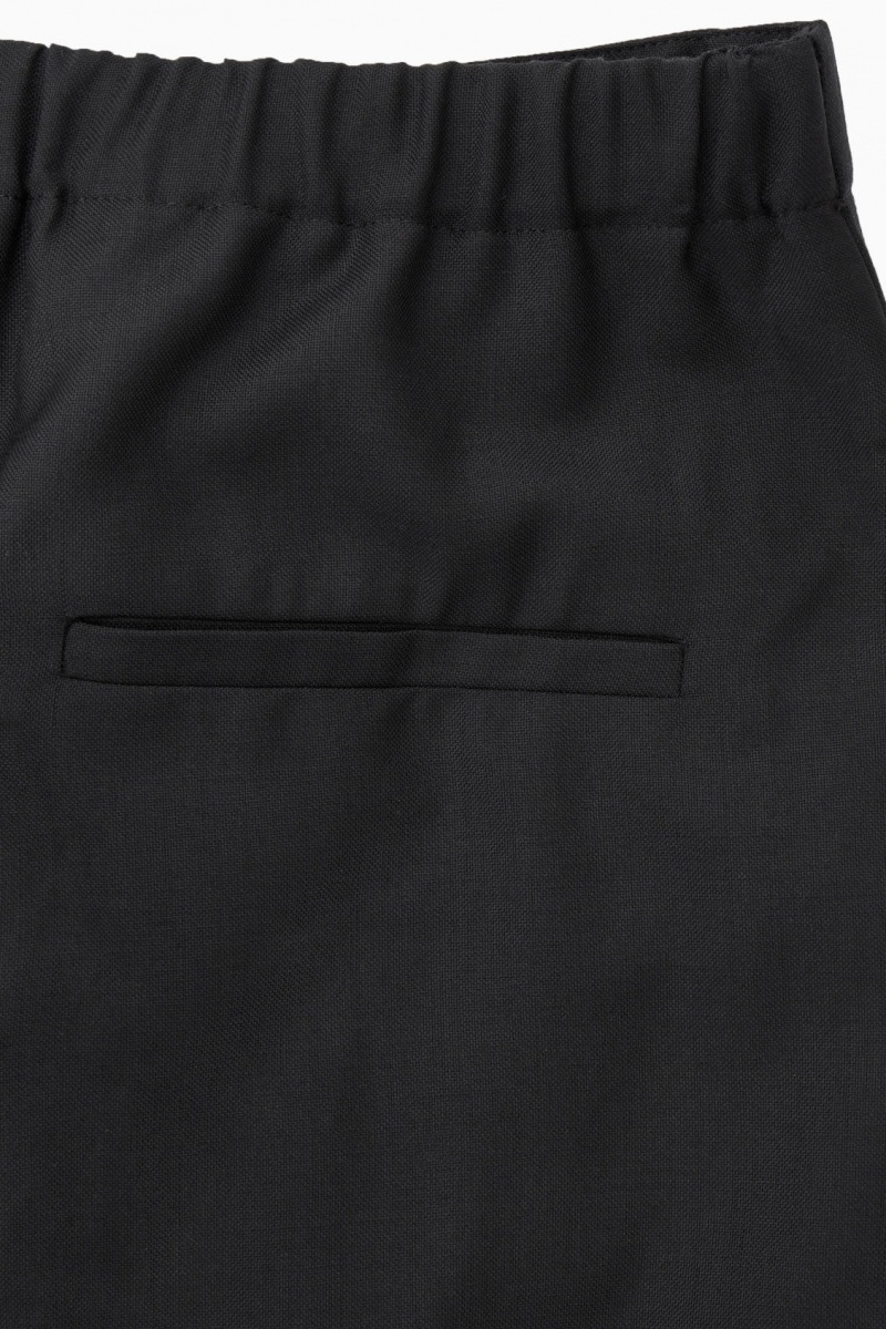 Women's COS Pleated Wide-Leg Wool Trousers Black NZ-85OPEXLCZ