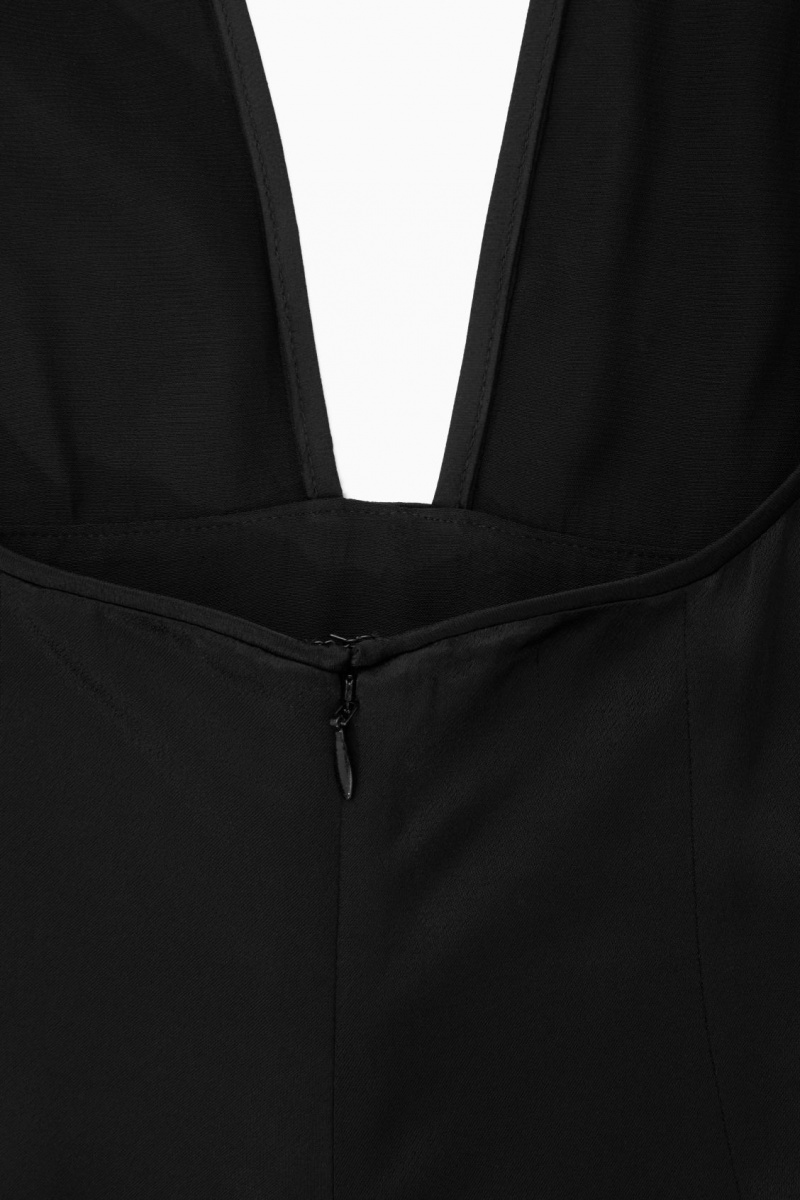 Women's COS Plunge Open-Back Maxi Dress Black NZ-59OLGUCJM