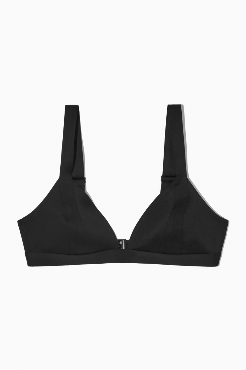 Women's COS Plunge Triangle Bikini Swimwear Black NZ-21XEVZKDA