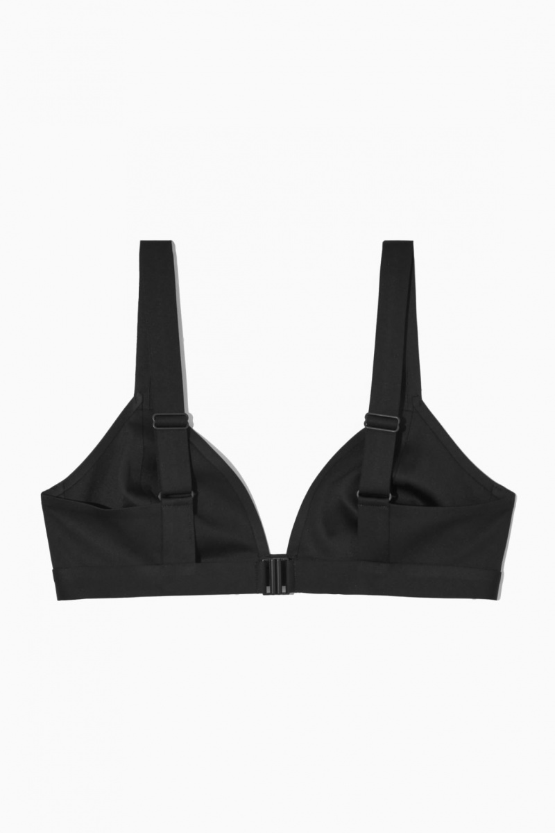Women's COS Plunge Triangle Bikini Swimwear Black NZ-21XEVZKDA