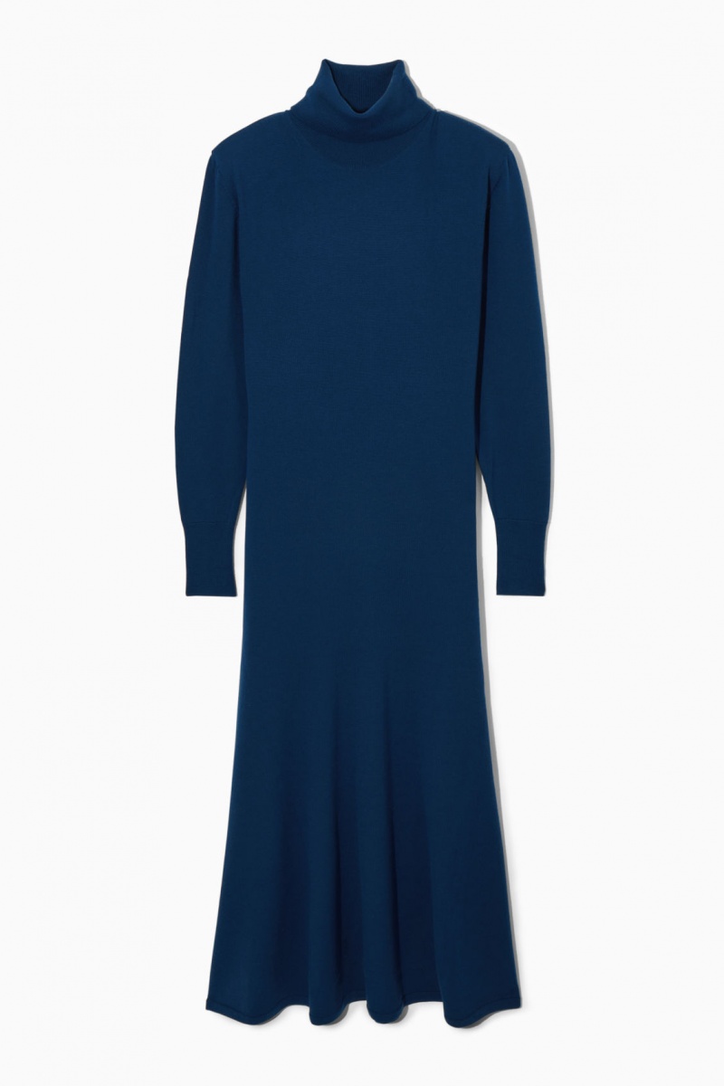 Women's COS Power-Shoulder Merino Wool Maxi Dress Dark Turquoise NZ-37TAMFXKI