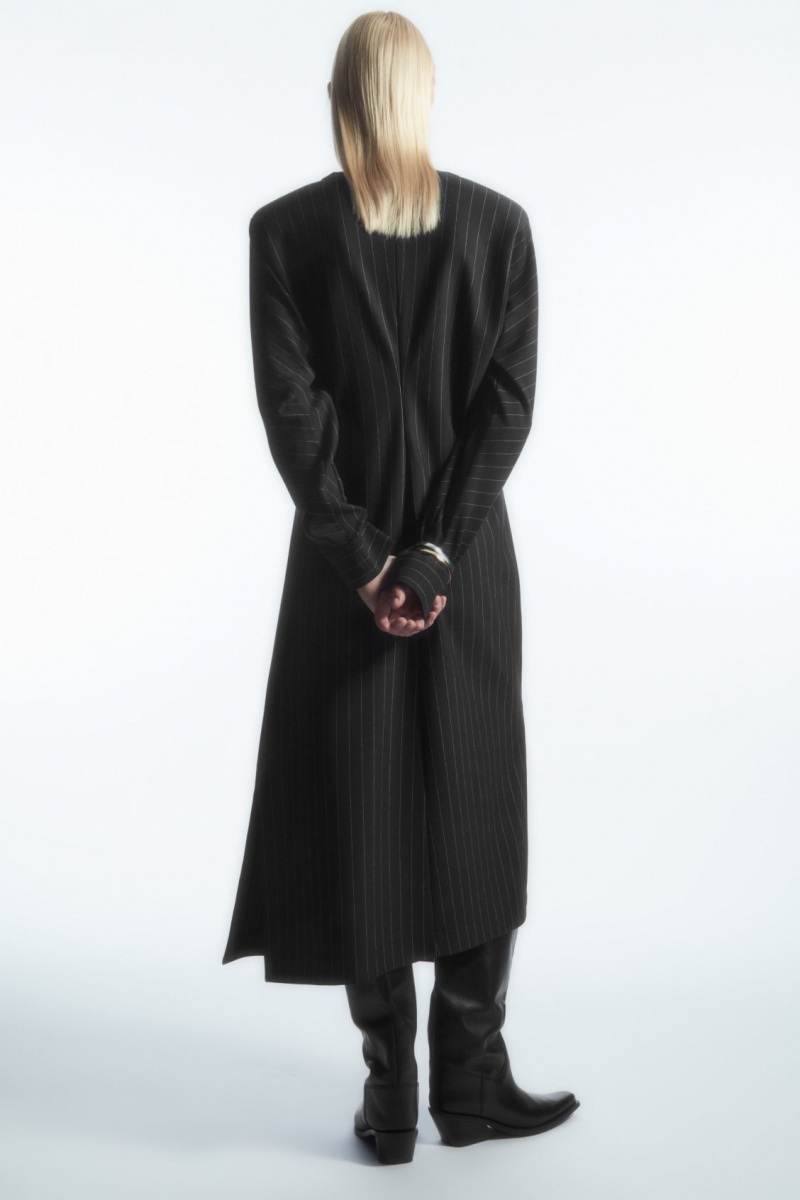 Women's COS Power-Shoulder Midi Dress Black NZ-61VUWYEZN