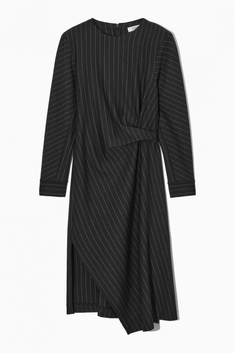 Women's COS Power-Shoulder Midi Dress Black NZ-61VUWYEZN