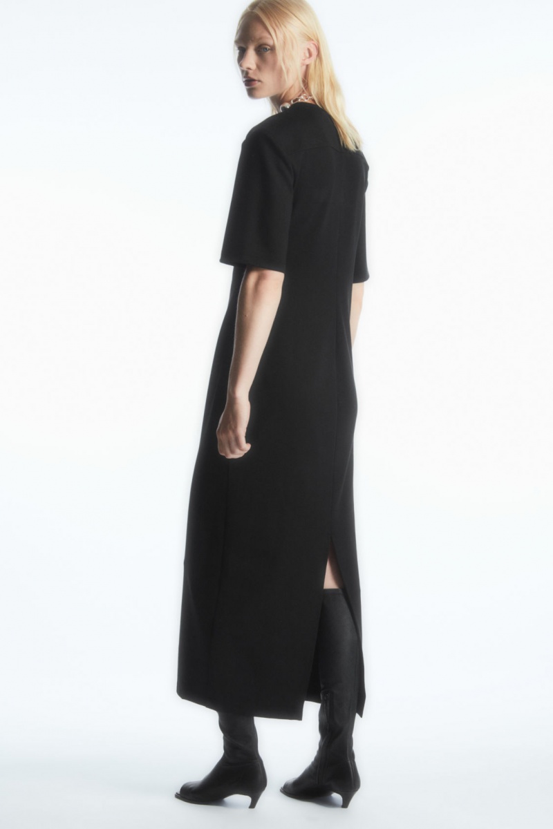 Women's COS Power-Shoulder T-Shirt Dress Black NZ-36DSFMZEB