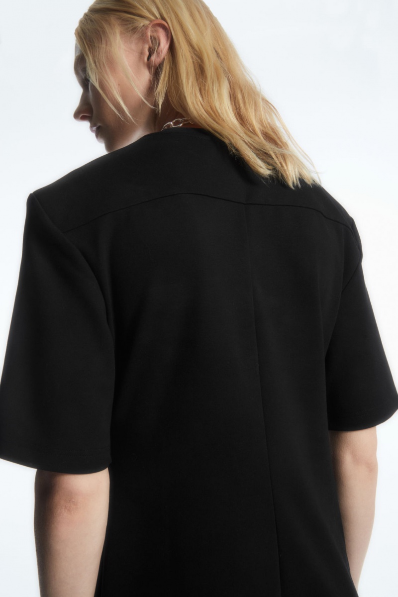 Women's COS Power-Shoulder T-Shirt Dress Black NZ-36DSFMZEB