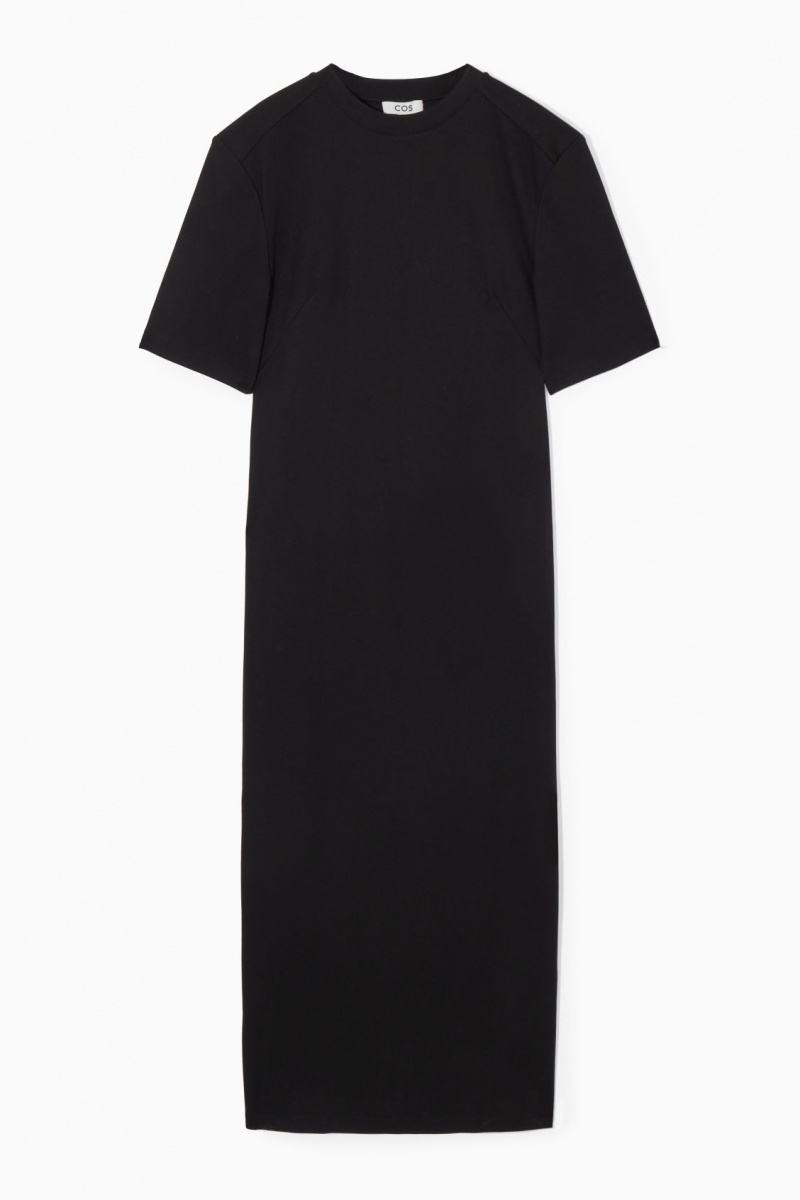 Women's COS Power-Shoulder T-Shirt Dress Black NZ-36DSFMZEB