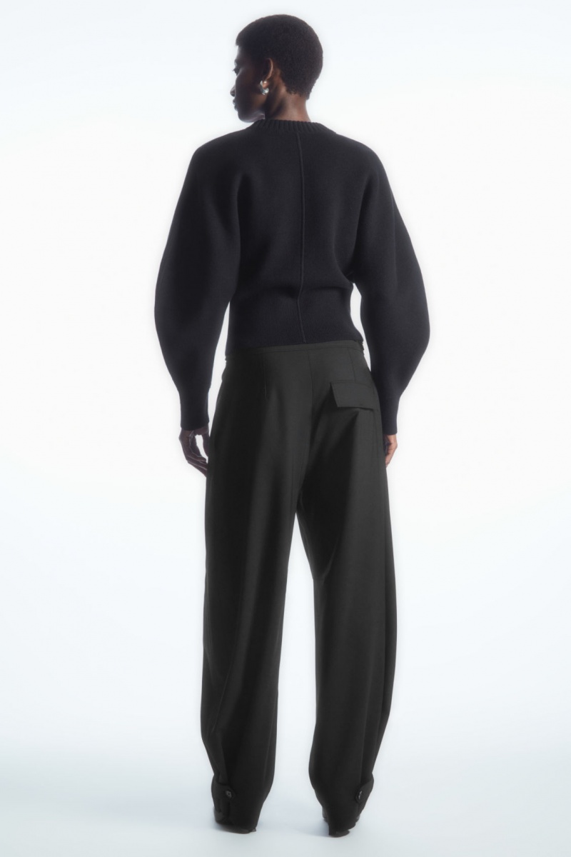 Women's COS Power-Shoulder Waisted Sweaters Navy NZ-85KEHODXQ
