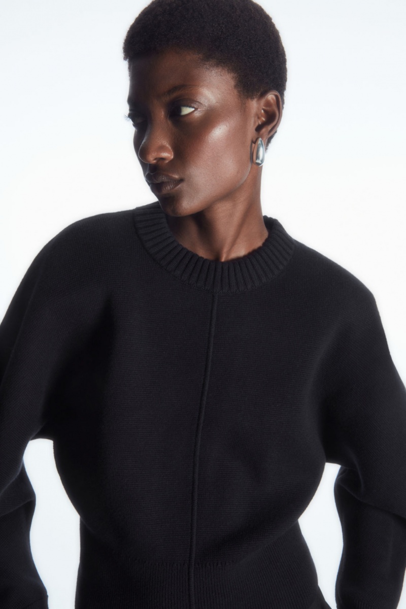 Women's COS Power-Shoulder Waisted Sweaters Navy NZ-85KEHODXQ