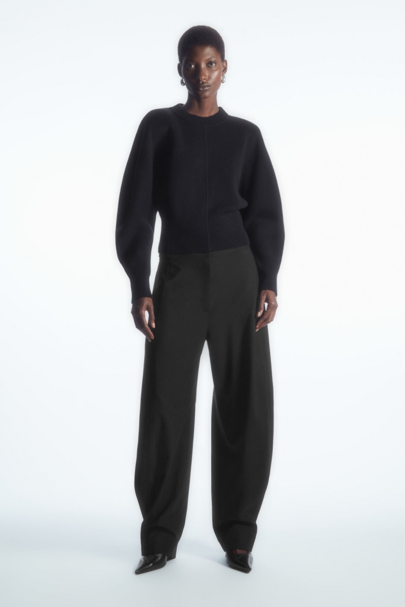 Women's COS Power-Shoulder Waisted Sweaters Navy NZ-85KEHODXQ