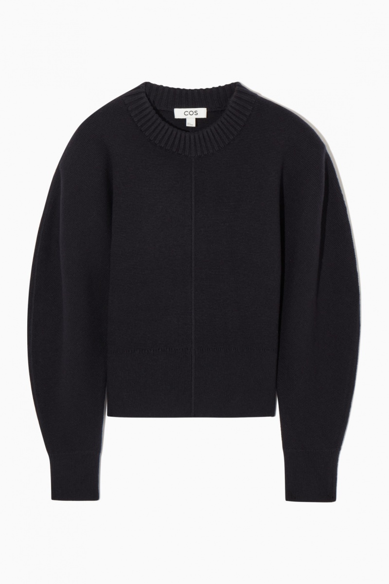 Women's COS Power-Shoulder Waisted Sweaters Navy NZ-85KEHODXQ