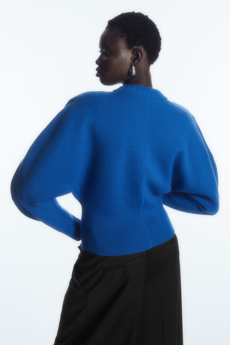 Women's COS Power-Shoulder Waisted Sweaters Light Blue NZ-91IMKOCYU