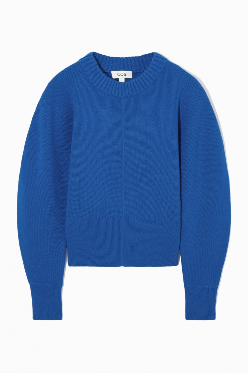 Women's COS Power-Shoulder Waisted Sweaters Light Blue NZ-91IMKOCYU