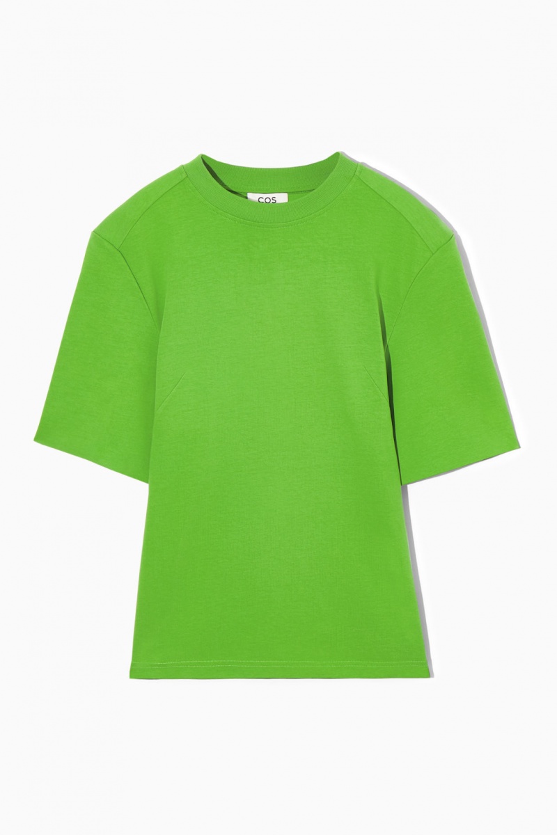 Women's COS Power-Shoulder Waisted T-Shirt Green NZ-48VUYNSPD