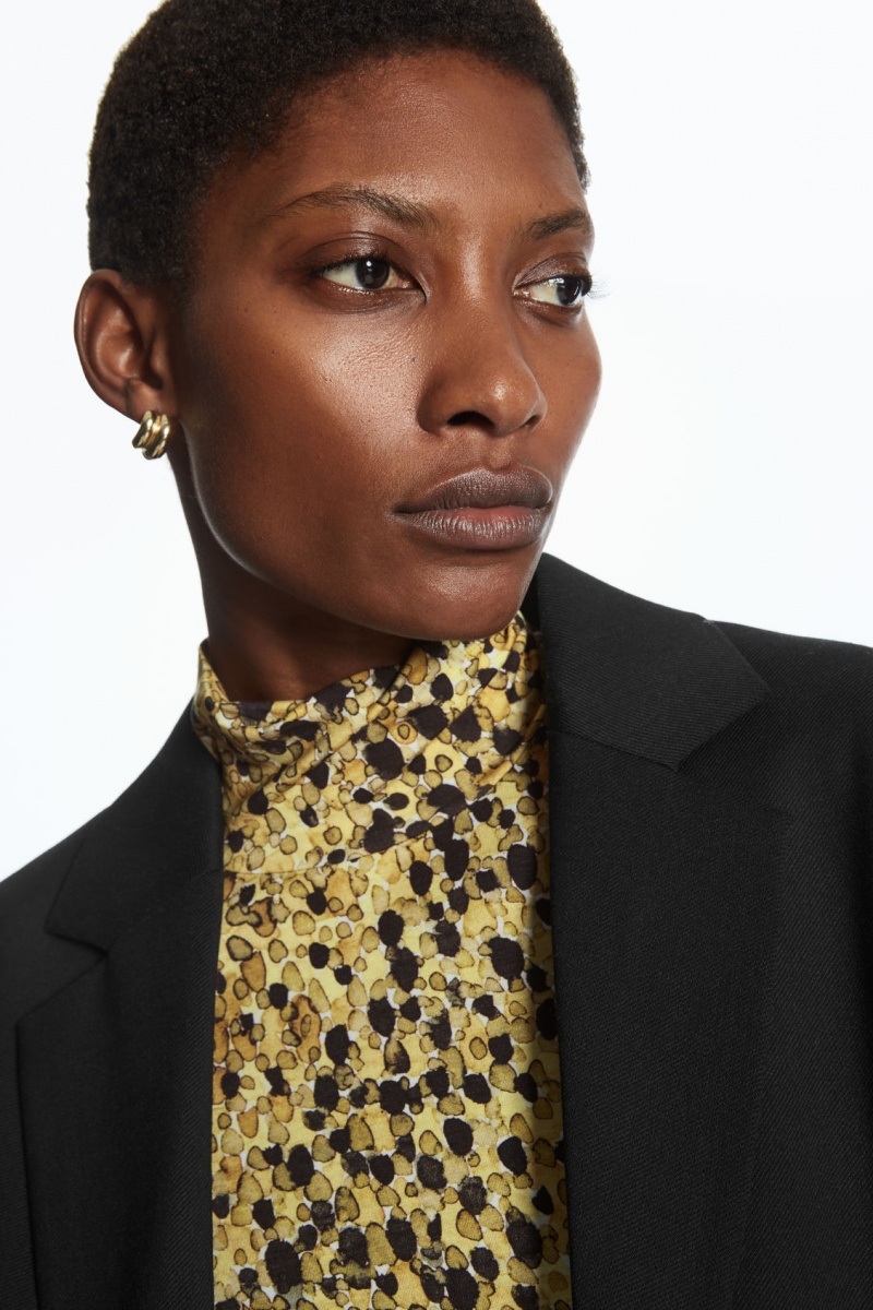 Women's COS Printed High-Neck Tops Yellow / Brown NZ-13AKCINXU