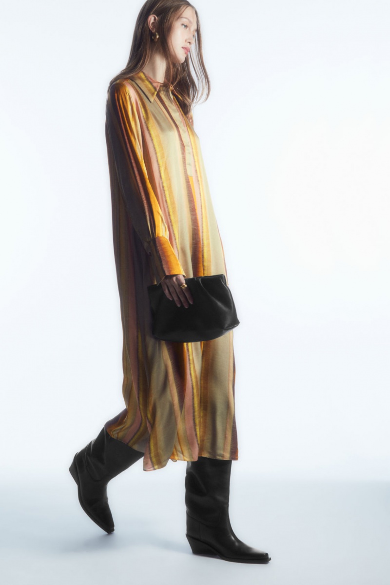 Women's COS Printed Midi Dress Brown / Orange NZ-25VMYDAZB