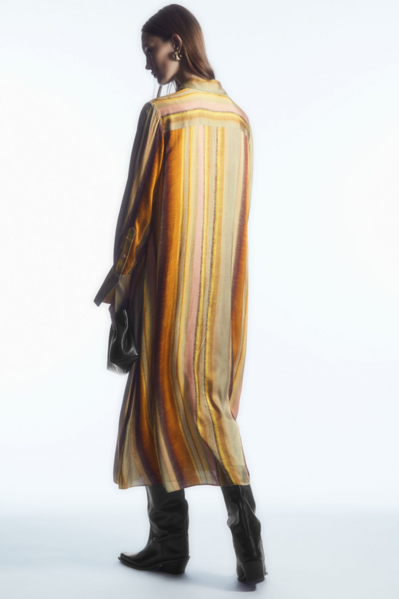 Women's COS Printed Midi Dress Brown / Orange NZ-25VMYDAZB
