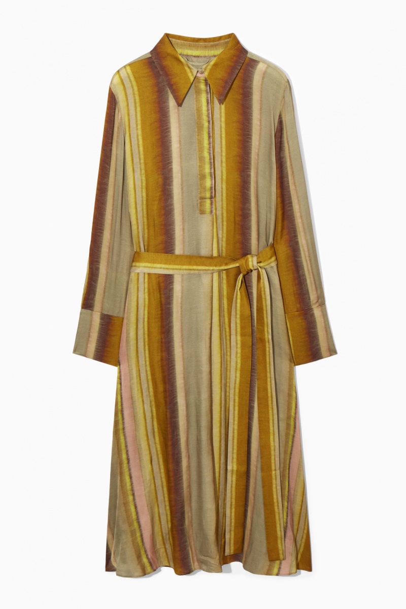 Women's COS Printed Midi Dress Brown / Orange NZ-25VMYDAZB