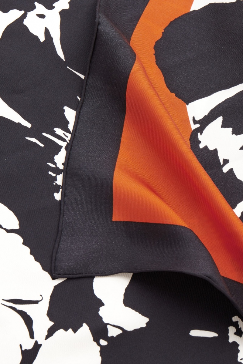 Women's COS Printed Pure Silk Neck Scarf Orange NZ-38XMWYSLT