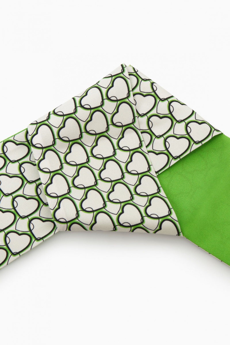 Women's COS Printed Pure Silk Scarf Light Green NZ-63KMSLCQD
