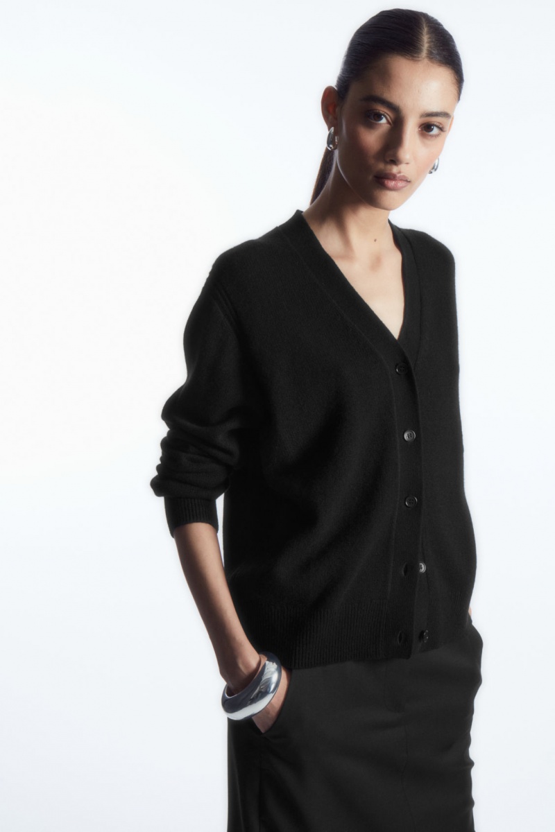 Women's COS Pure Cashmere Cardigan Black NZ-56OVAMCYL