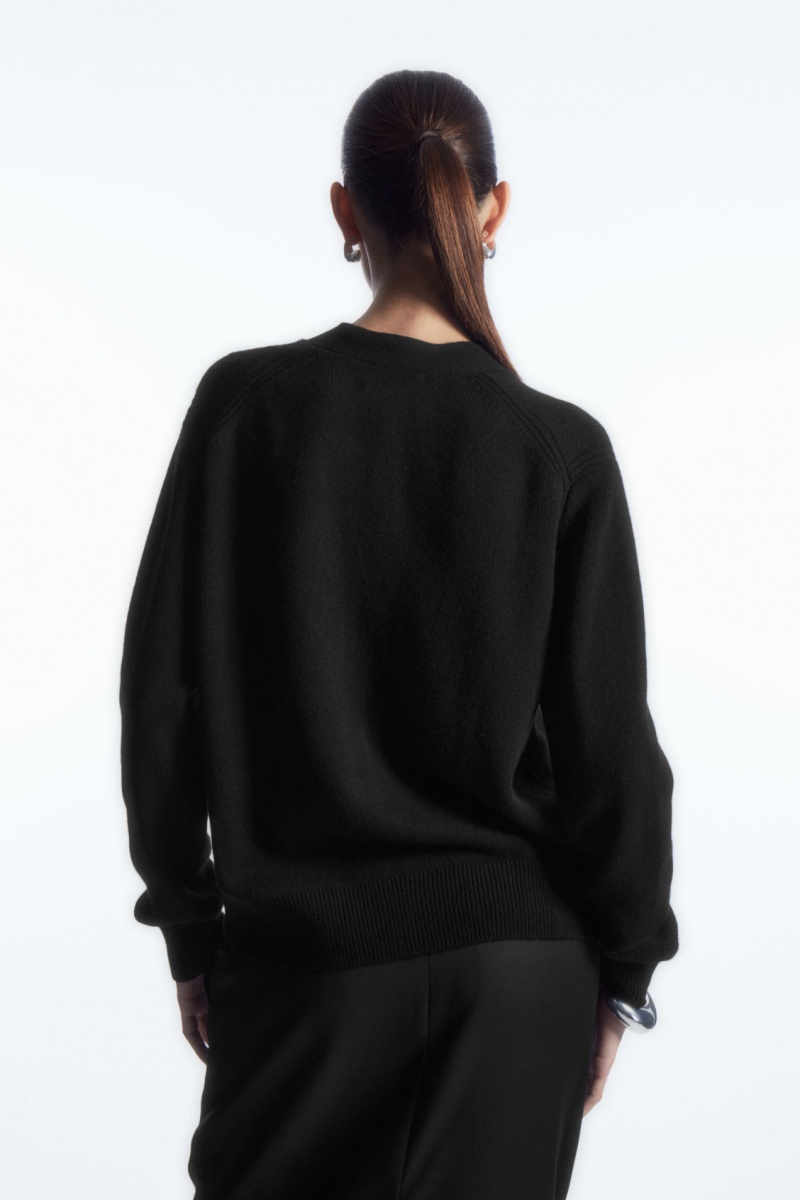 Women's COS Pure Cashmere Cardigan Black NZ-56OVAMCYL
