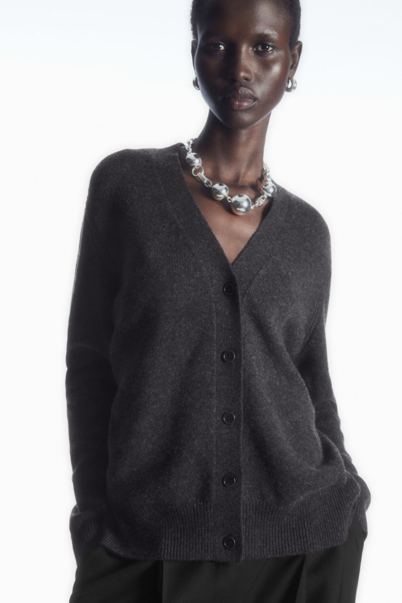 Women's COS Pure Cashmere Cardigan Dark Grey NZ-57NDGXSJR