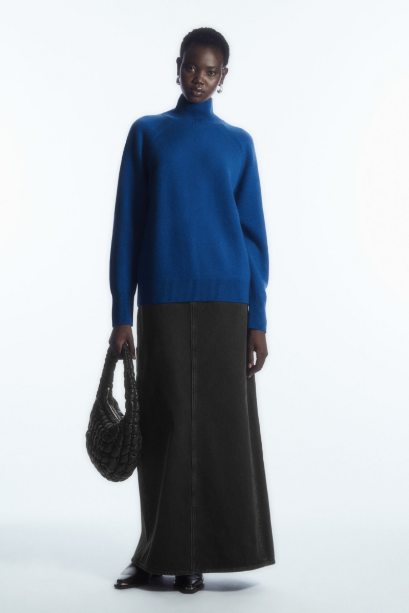 Women's COS Pure Cashmere Turtleneck Sweaters Blue NZ-65XAYNJCG