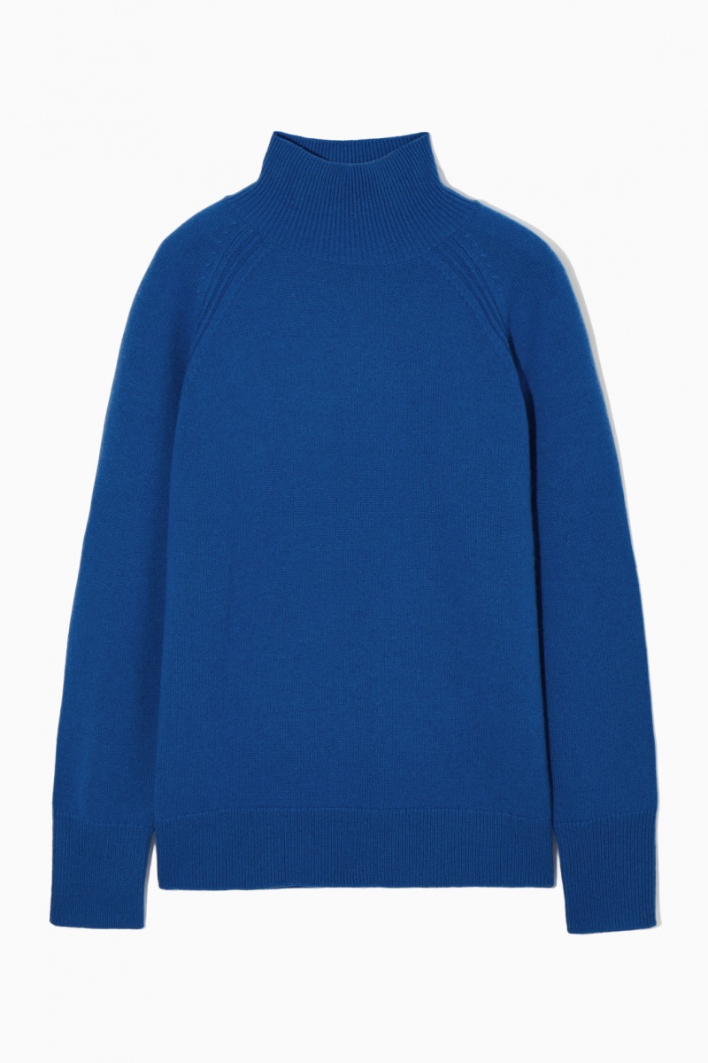 Women's COS Pure Cashmere Turtleneck Sweaters Blue NZ-65XAYNJCG
