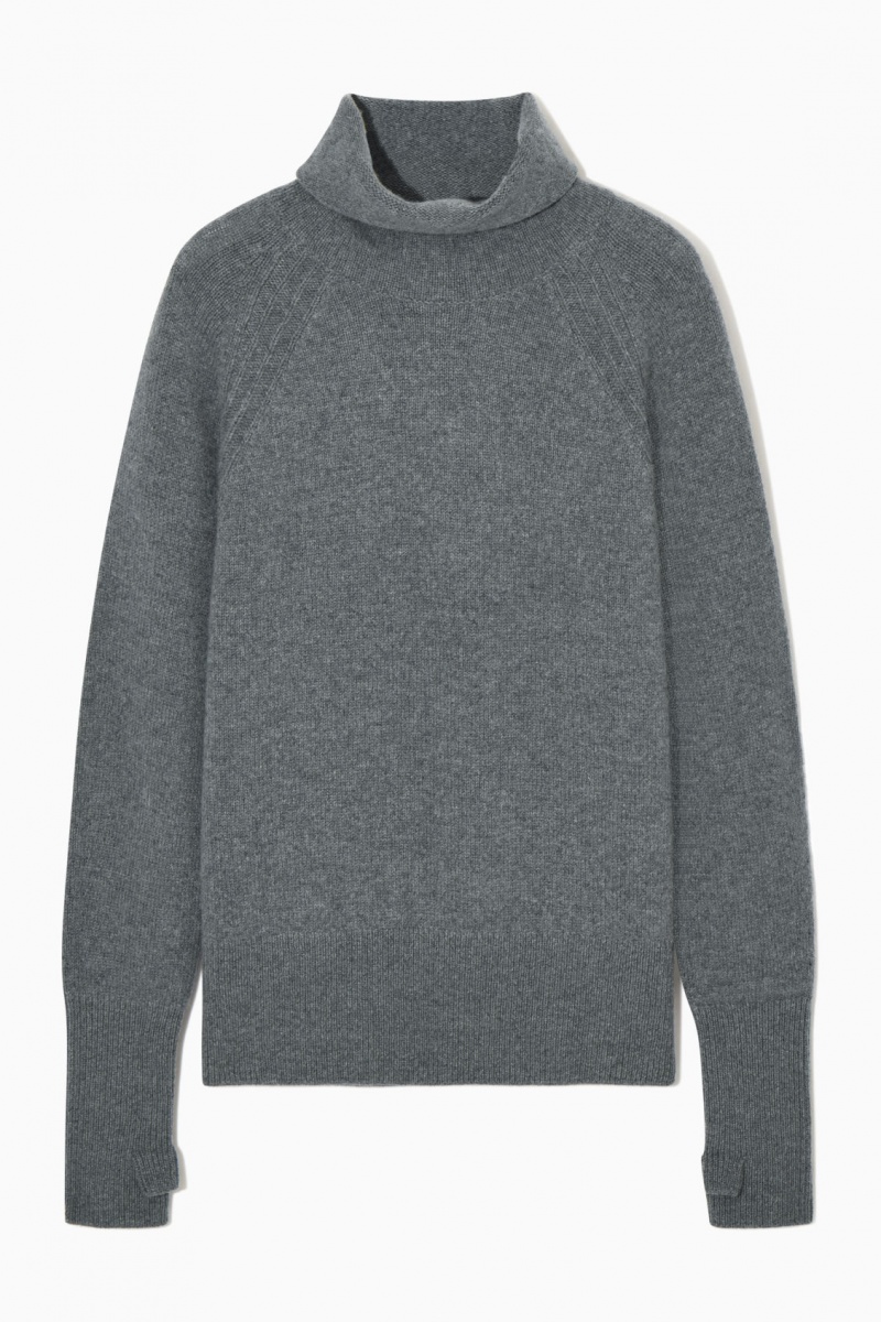 Women's COS Pure Cashmere Turtleneck Sweaters Grey NZ-24VITYHGJ