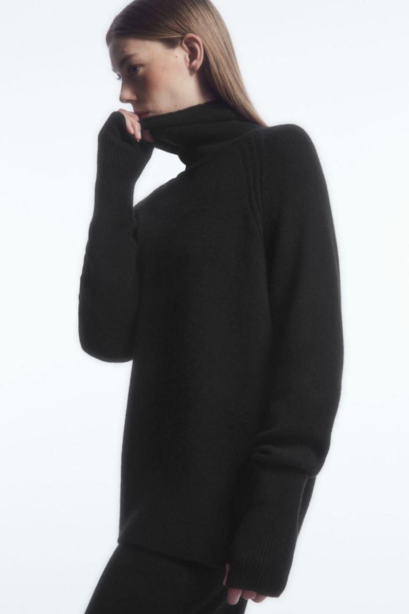 Women's COS Pure Cashmere Turtleneck Sweaters Black NZ-52ZRXLMVG