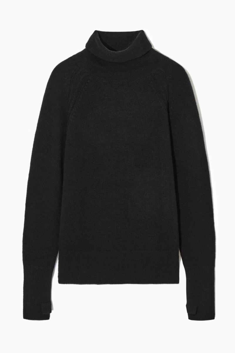 Women's COS Pure Cashmere Turtleneck Sweaters Black NZ-52ZRXLMVG