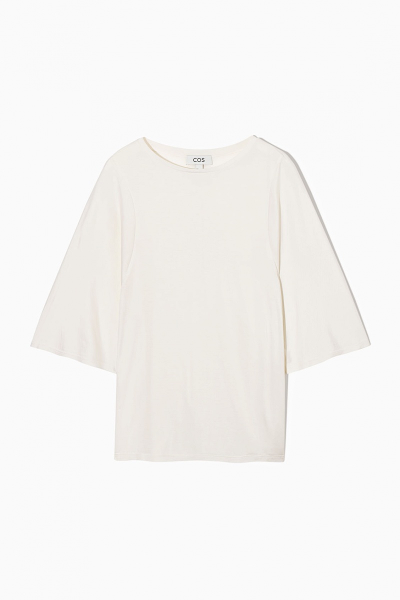 Women's COS Pure Mulberry Silk T-Shirt White NZ-07XBAFGKR