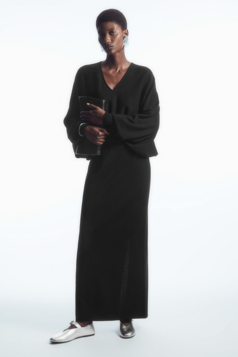 Women\'s COS Pure Wool Column Maxi Skirt Black NZ-01ULEOQZT