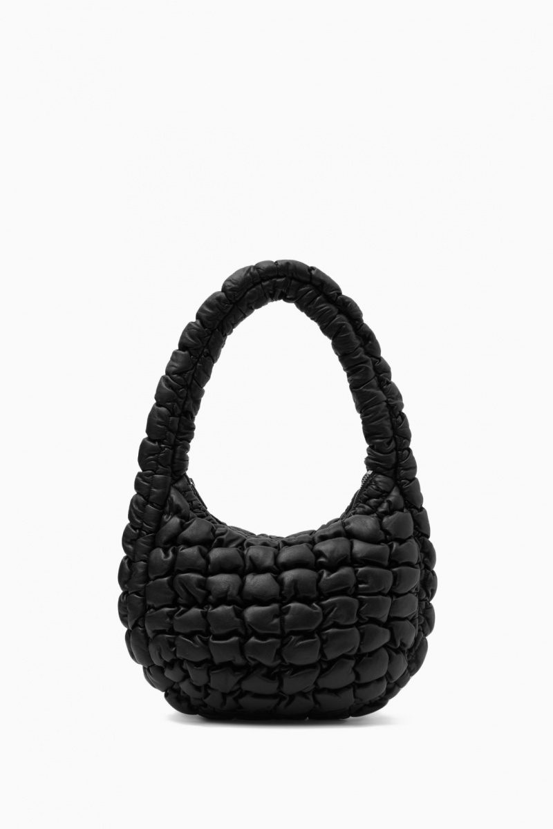 Women's COS Quilted Leather Mini Bag Black NZ-54XONKWGD