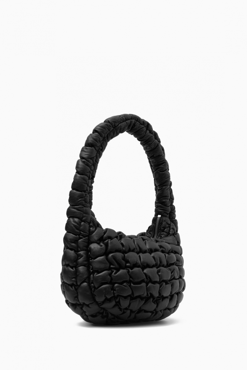 Women's COS Quilted Leather Mini Bag Black NZ-54XONKWGD