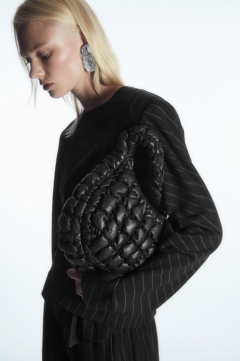 Women\'s COS Quilted Leather Mini Bag Black NZ-54XONKWGD