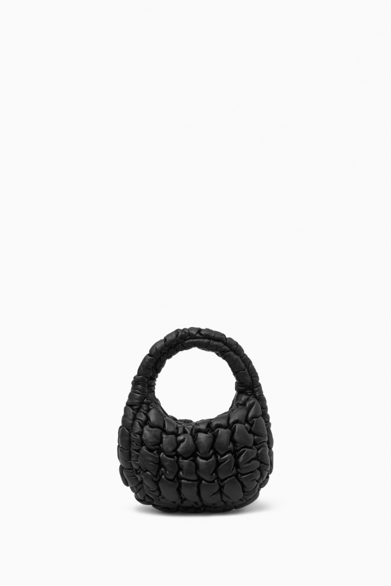 Women's COS Quilted Micro Leather Mini Bag Black NZ-01ZICMGXY
