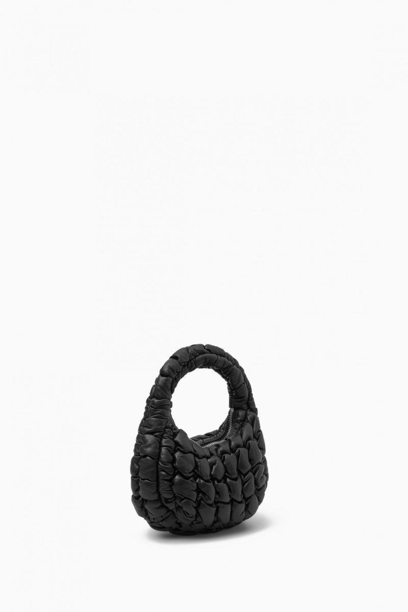 Women's COS Quilted Micro Leather Mini Bag Black NZ-01ZICMGXY