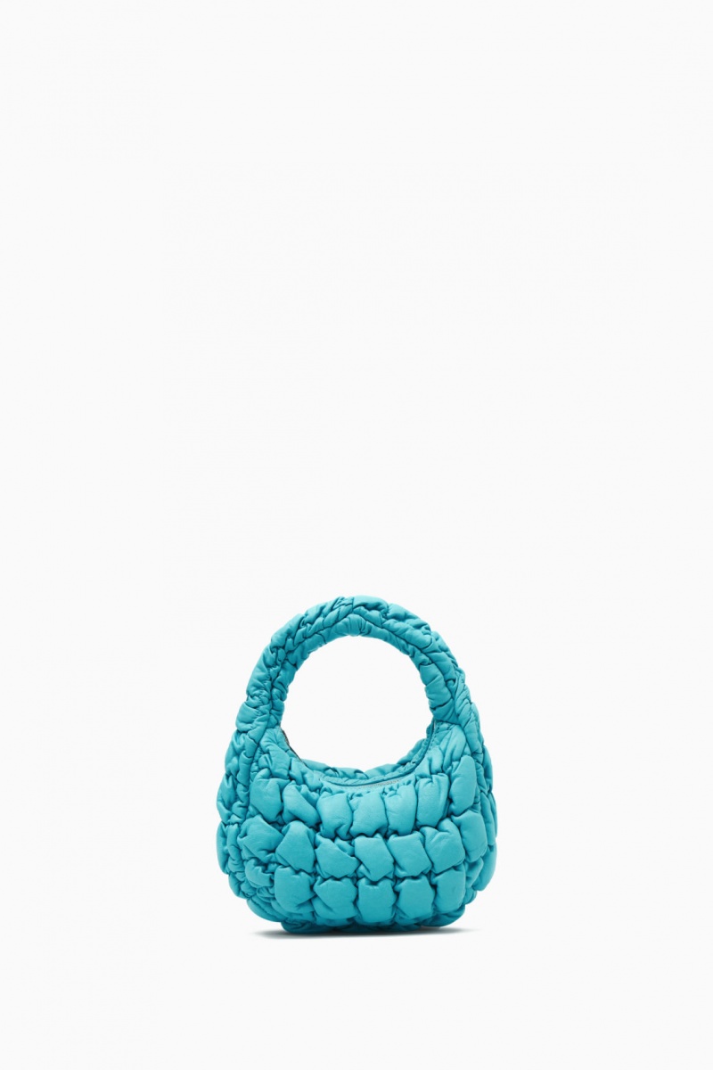 Women's COS Quilted Micro Leather Mini Bag Turquoise NZ-68HRPDYSM