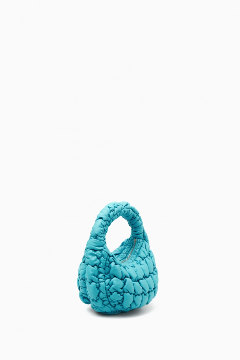 Women's COS Quilted Micro Leather Mini Bag Turquoise NZ-68HRPDYSM