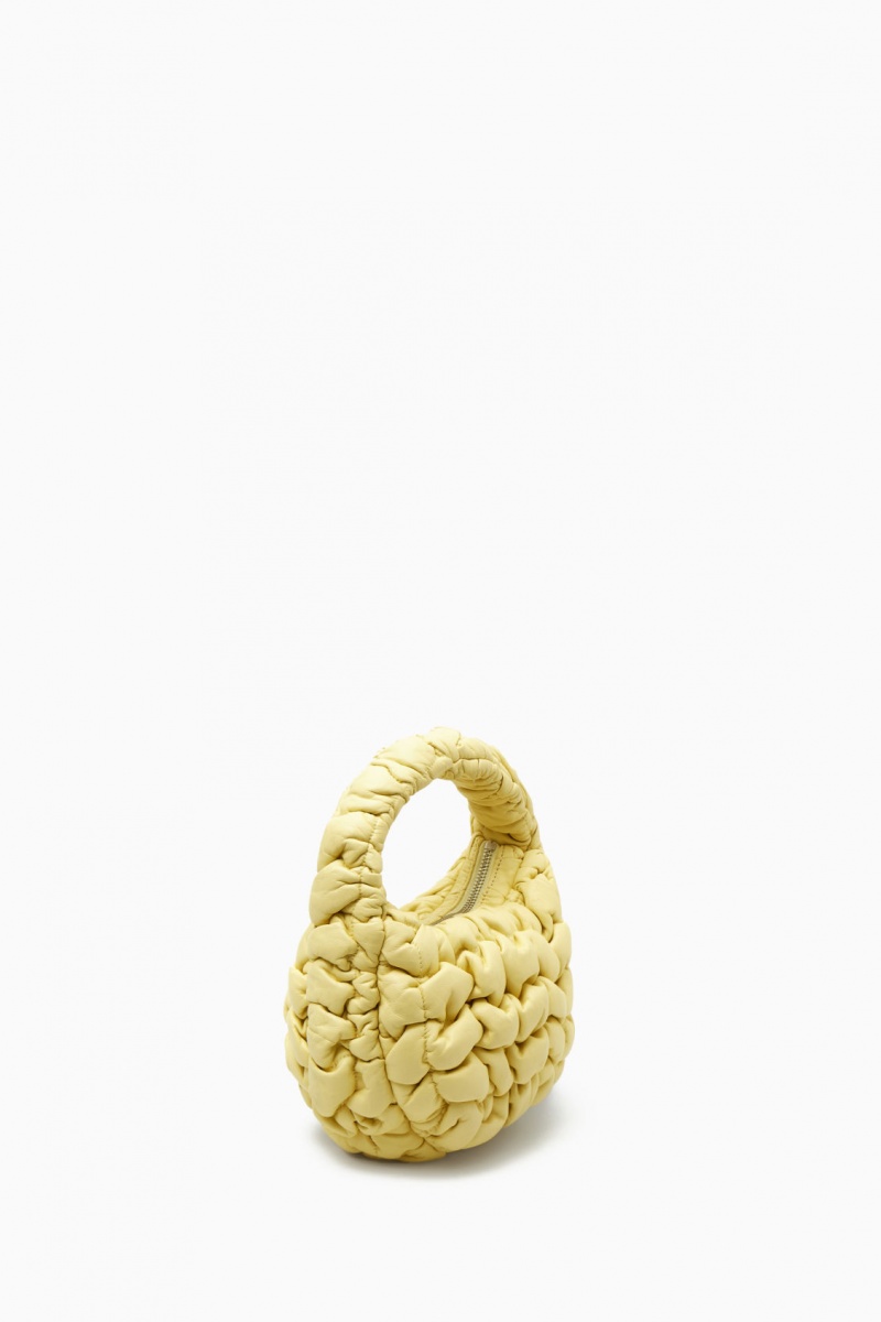 Women's COS Quilted Micro Leather Mini Bag Light Yellow NZ-41OHSLDXV