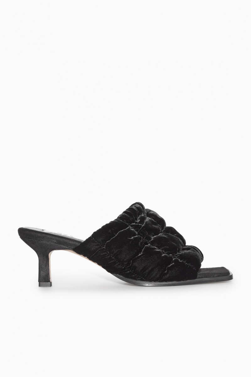 Women's COS Quilted Velvet Mule Black NZ-31YWSPVLT