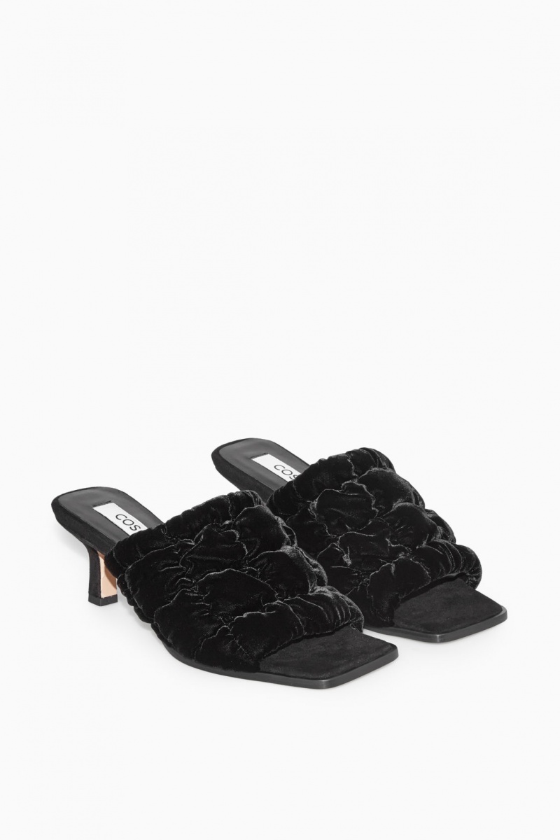 Women's COS Quilted Velvet Mule Black NZ-31YWSPVLT