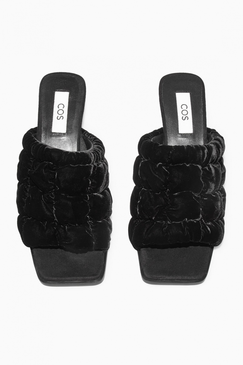Women's COS Quilted Velvet Mule Black NZ-31YWSPVLT