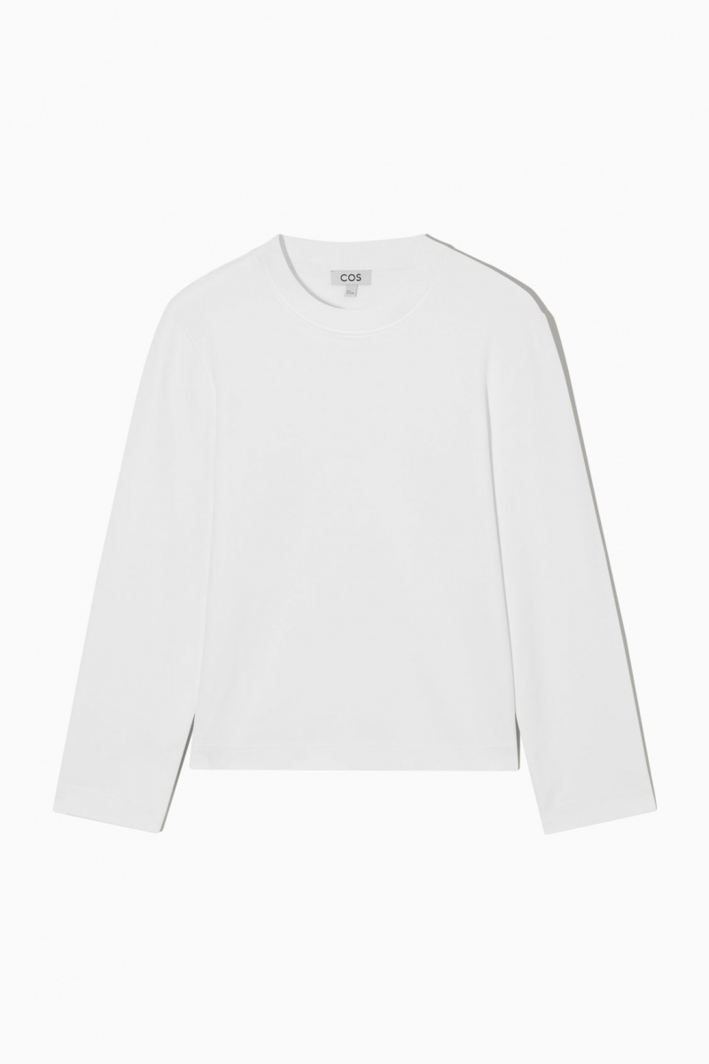 Women's COS Regular-Fit Heavyweight Long-Sleeved T-Shirt White NZ-34IBHMWRN