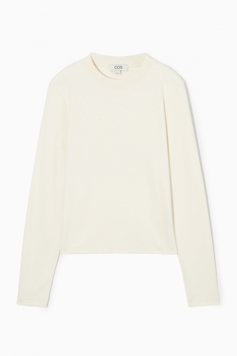 Women's COS Regular-Fit Heavyweight Long-Sleeved T-Shirt Beige NZ-01ONRDPQJ