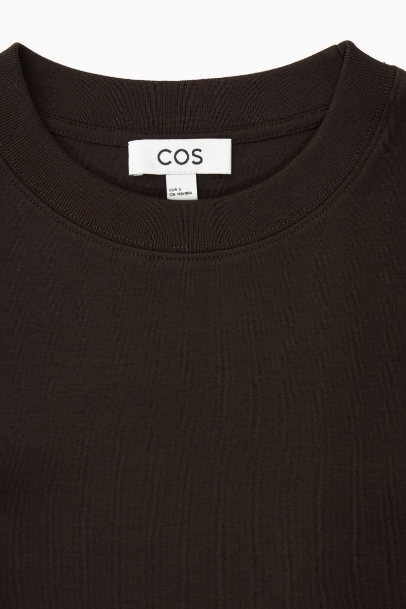 Women's COS Regular-Fit Heavyweight Long-Sleeved T-Shirt Dark Brown NZ-32EIVQSTK