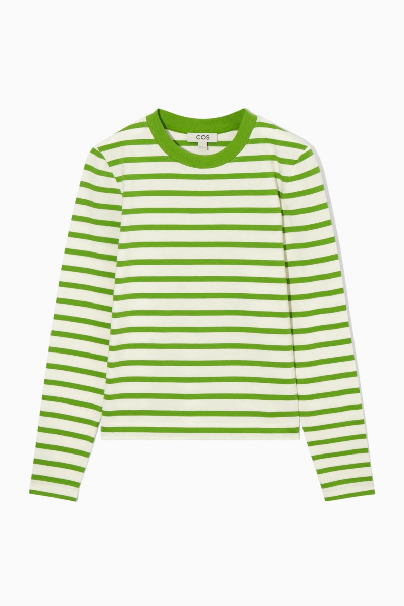 Women's COS Regular-Fit Heavyweight Long-Sleeved T-Shirt Green NZ-58ZKALSQP